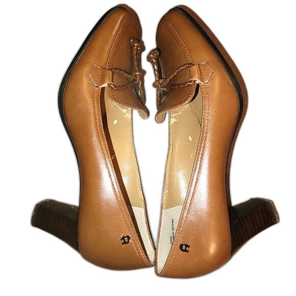 Etienne Aigner Nowell Light Caramelr Braided Accent Heeled Loafers Size 6 - Picture 5 of 10
